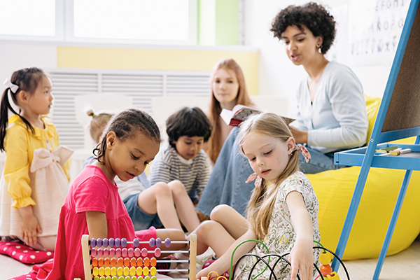 Preschool class in session.