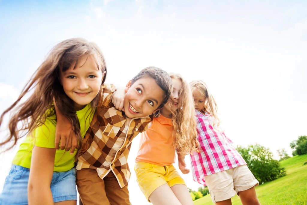 Preschool children smiling